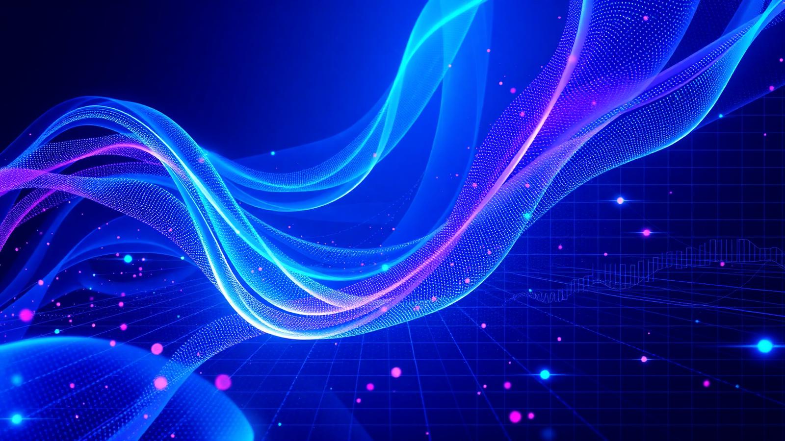 Abstract data flow visualization in blue and violet